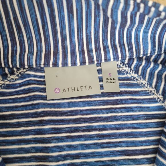 Athleta Striped Half Zip Top - Blue and White Size Small - Picture 6 of 7